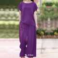 Women’s Cotton Travel Set – Light Top with Wide-Leg Cotton Trousers.