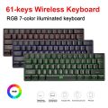 61 Keys RGB Backlit 2.4G Bluetooth-compatible Dual Mode Wireless Keyboard Gaming Computer Keyboard for Gamer PC Laptop Pink. 