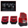 3Pcs Red Car Foot Treadle Cover Pad Car Pedal Cover Set Auto Vehicle Non-slip Pedal Car-styling Manual Transmission Aluminium Alloy. 