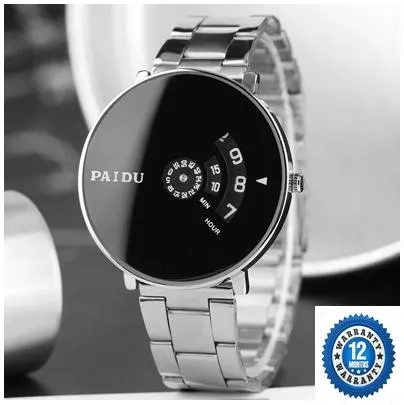 PAIDU%20Stainless%20Silver%20Black%20Dial%20Quartz%20Wrist%20Watch%20-%20Image%203