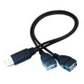 USB 2.0 A 1 Male to 2 Dual USB Female Data Hub Power Adapter Y Splitter Cable-black.