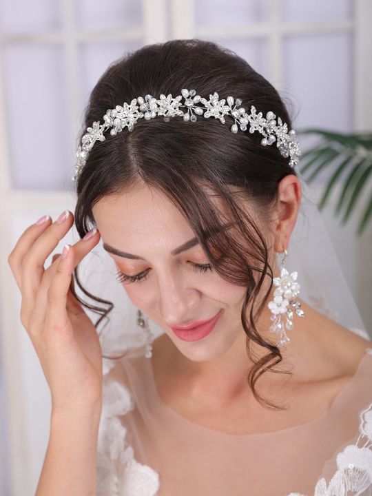 Silver%20Tiara%20Wedding%20Headdress%20Shiny%20Rhinestone%20Pearl%20Luxury%20Headband%20Elegant%20Women%20Hair%20Jewelry%20Set%20Bridal%20Hair%20Accessories%20-%20Image%202
