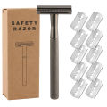 Safety Razor with Brass Weighted Handle and 5 Double Edge Safety Blade Refills,Single Blade Razor for Men, Designed for Coarse. 