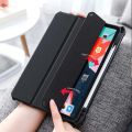 Xundd Leather Case For Apple iPad Pro 12.9 (2018-2020-2021) 12.9 inch Case Shockproof Transparent Trifold Light Anti-impact Magnetic Leather Tablet Cover (Black).