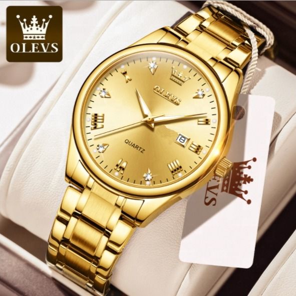 Men Watch Luxury Leather Luminous Hand Watch Golden - Watch For Men