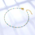 LUXUSTEEL Bohemian Green Blue Yellow Beads Chain Anklets Stainless Steel Summer Ankle Bracelet Body Jewelry Gifts For Women Girl. 