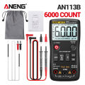 ANENG AN113B Digital Multimeter True RMS with Temperature Tester 6000 Counts Auto-Ranging AC/DC Transistor Voltage Meter. 
