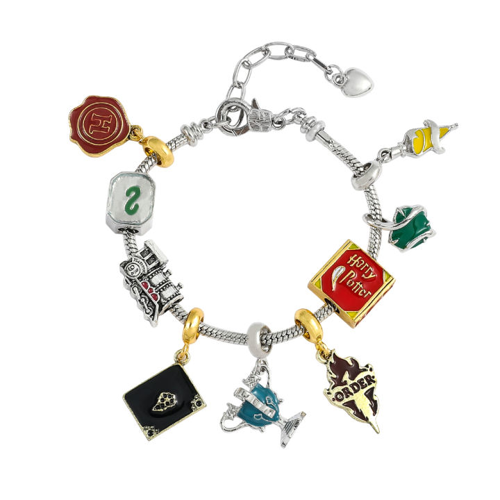 Harry Potter Pandora Bracelets the Phoenix Pendant Hogwarts College Charms Bracelet for Women Hand Chains Fans Cosplay Bangle