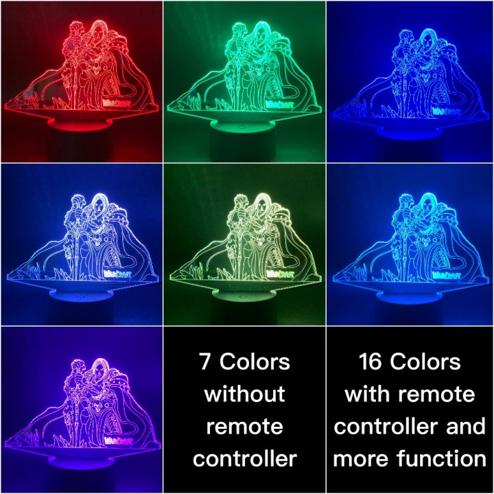 【Mucheng Mall】3D Illusion WOW World of Warcraft Lion Signs 7 Colors Desk Night Lamp Kiddie Kids Family Holiday Xmas Gift