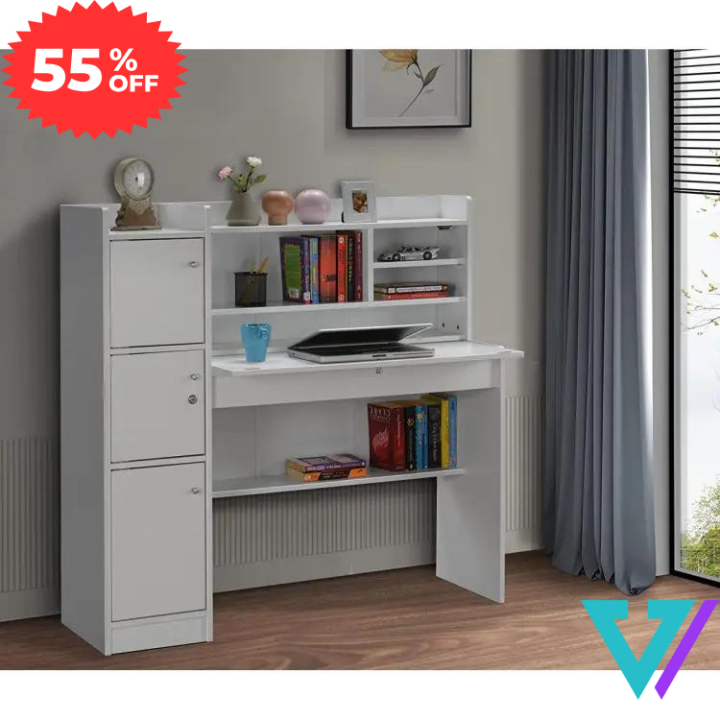 Stylish Addition - Modern Reading Table/Study Desk/Laptop Desk with Three Large Storage and Lock by Vision Furniture - Sustainable Choice