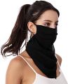 Bandana Face Cover Ear Hanging Scarf- Black.