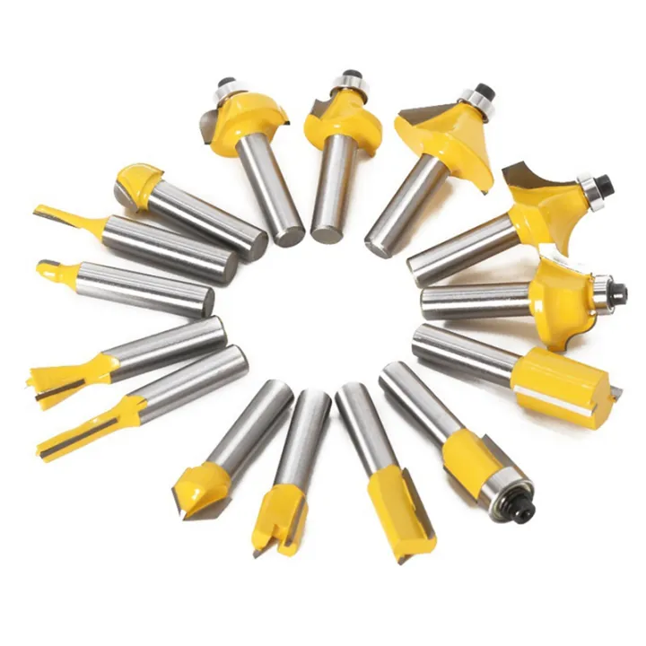 15Pcs 6.35mm Router Bit Trimming Straight Milling Cutter Wood Bits Set ...