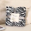 Zebra Striped Throw Blanket Fashion Jacquard Print Rabbit Fuzzy Sofa Cover Shawl Bedspread Super Soft Warm Plush Blankets.