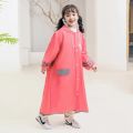 Korean Style Kid's Rain Poncho with Safety Reflective Stripes Students Waterproof Full-body Raincoat Reserved Backpack Space. 