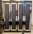 A-0658 Mirrored Glass Model Leather 4Palla / 4Door / 2Part Almirah.