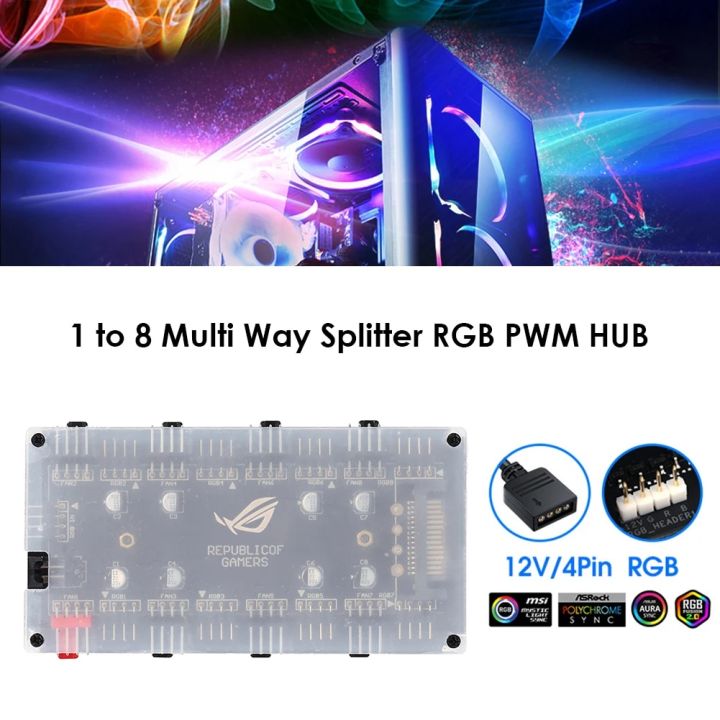 12V%204Pin%20RGB%205V%203%20pin%20ARGB%20Cable%20Splitter%20Hub%20SATA/4D%20Powered%20Extension%20Cable%20Adapter%20LED%20Strip%20Light%20PC%20RGB%20Fan%20Cooler%20Control%20-%20Image%202