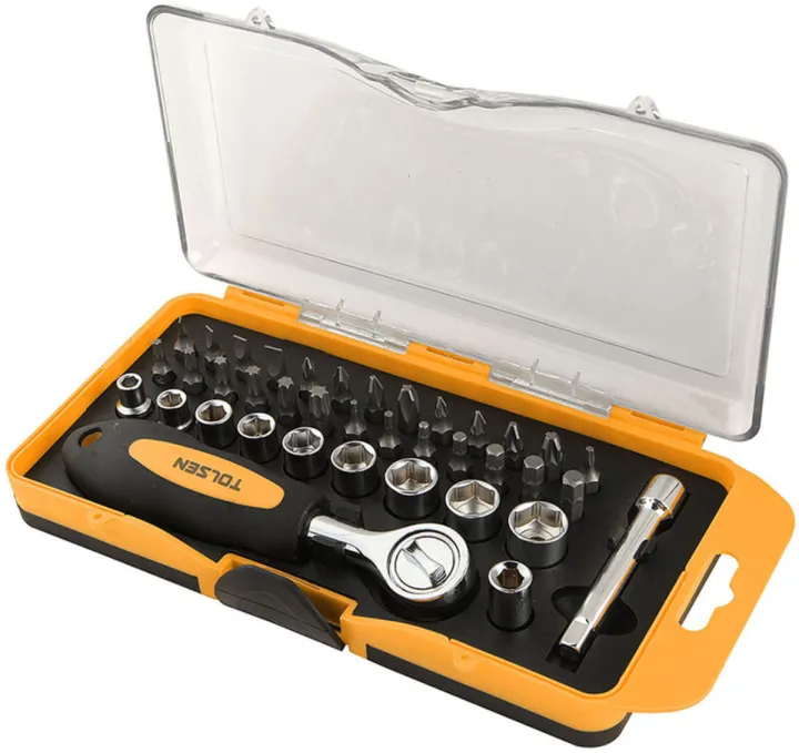 TOLSEN%2020035%2038Pcs%20Bit%20&%20Ratchet%20Socket%20Set%20(%201/4%5C"%20Drive%20)%20TPR%20Handle%20-%20Image%205