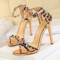 Summer Women 11cm High Heels Rivets Studded Sandals Lady Sandles Stiletto Gladiator Pumps Stripper Fetish Open Toe Luxury Shoes House Foocus. 