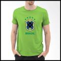 Brazil Flag With Brazilian Football Logo Round Neck Tshirt.