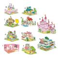 4Pcs/Set Puzzle Toy Fine Workmanship Concentration Capability Easy to Install Children House 3D Jigsaw Birthday Gift. 