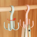 Rotating 4 Claw Hook rack Multi functional Creative Cloth hanger Wardrobe Tie Hat bag storage Organizers Bedroom Closets. 
