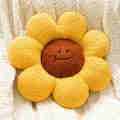 Smiling Face White Daisy Flower Cushion Plush Sunflower Chair Cushion.