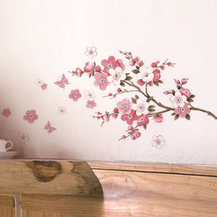 Cherry Blossom Tree Branch Wall Stickers Living Room Bedroom Background Decoration Mural Art Decals Plant Sticker For Home Decor
