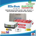 SUKAM PURE SINE WAVE IPS UPS 1050 WITH EASTERN TUBULAR BATTERY 200T FULL PACKAGE FOR 5 FAN 10 LIGHTS.