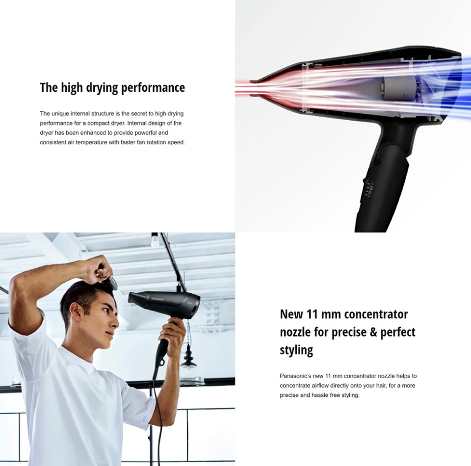 Panasonic EH-ND65 Compact Hair Dryer Powerful Fast Drying for