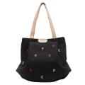 Embroidered Tote Bag Portable Fashion Shoulder Bag Large Capacity Canvas Storage Bag for Casual Grocery Shopping Book Carrying Women Accessory Pouch. 