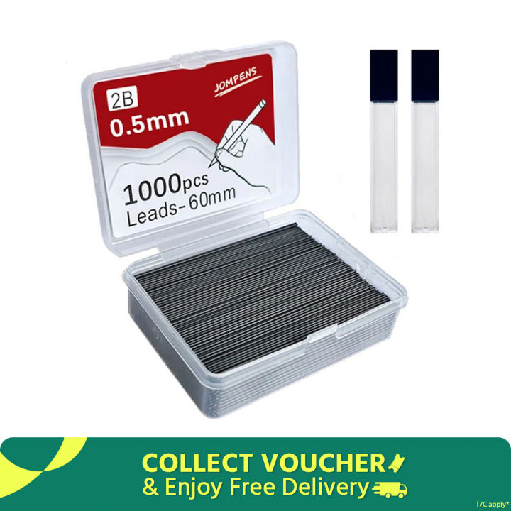 1000PCS/Box High Quality 0.5/0.7/0.9mm Automatic Pencil Refill Black 60mm Length Mechanical Pencil Lead Graphite Erasable Mechanical Pencil Refill Gift