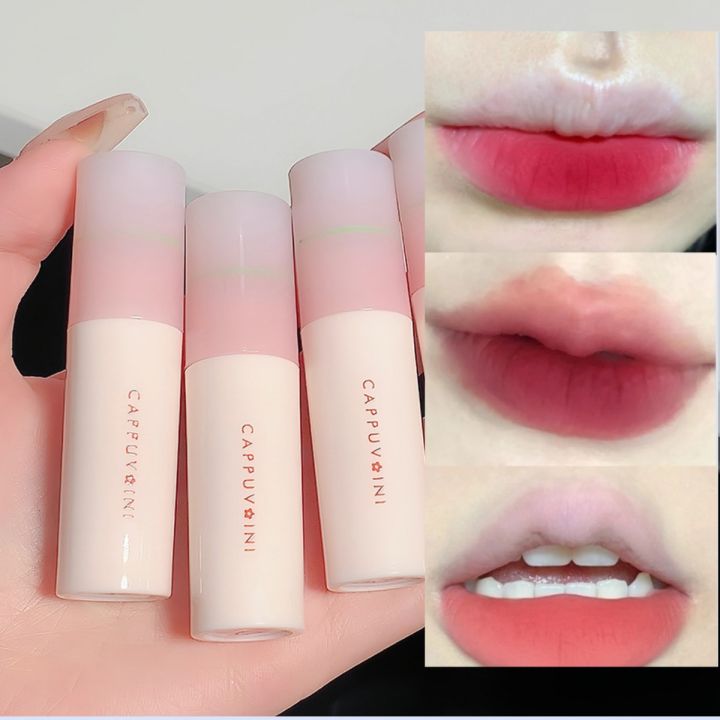 Cappuvini Matte Velvet Lip Gloss Long Lasting Lip Mud Tint Blush Non-stick Cup Waterproof Lipstick Female Makeup Korean Cosmetic