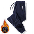 Fleece-Lined Track Pants Men's Loose Thick Warm Sweatpants Men's Autumn and Winter Casual plus Size Outer Wear Ankle-Tied Long Pants.