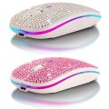 2.4G Wireless + Bluetooth 5.0 Dual Mode Mouse Rechargeable Computer RGB Light Mause Silent Click Pink Crystal Mice For Women. 