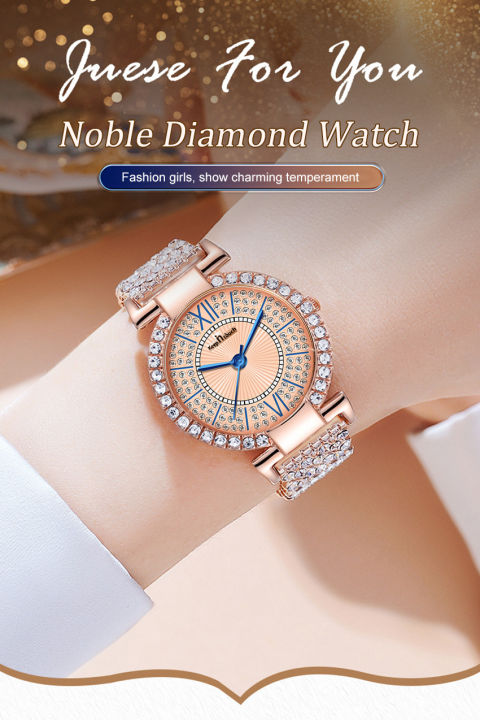 badgeLouisWill Ladies Watch Fashion Quartz Watch Diamond Watches Steel Strap Watches 30M Waterproof Watch Thin Strap Watch Roman Numerals Dial Watches Luxury Design Watch Wristwatch
