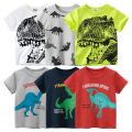 2023 Summer T Shirt Children Boys Short Sleeve O-Neck Cotton T-shirt Dinosaur Cartoon Tops Tees Kids Clothes Dropshipping.