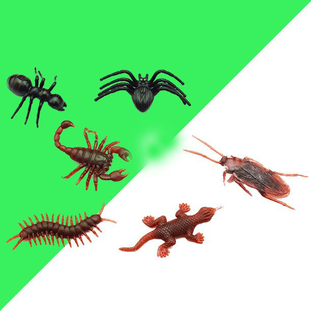 Mixed Simulation Insect Toy Plastic Ant Centipede Cockroach Fly Spider Prank Funny Toys 6 pcs