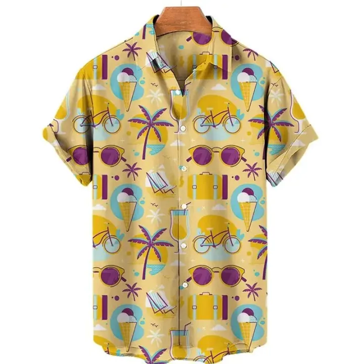 Ice%20Cream%203d%20Print%20Hawaiian%20Shirt%20Men's%20Clothing%20Tops%20Summer%20Casual%20Shirt%20For%20Men%20Fashion%20Men's%20Shirts%20Simple%20Lapel%20Shirts%20Man%20-%20Image%203