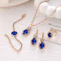 Four Piece Jewelry Set, Fashionable and Versatile with Diamond Embellishments, Oval Necklace, Ring, Bracelet, Earrings, Suitable for Women and Girls. 