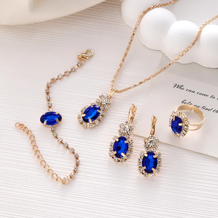 Four%20Piece%20Jewelry%20Set,%20Fashionable%20and%20Versatile%20with%20Diamond%20Embellishments,%20Oval%20Necklace,%20Ring,%20Bracelet,%20Earrings,%20Suitable%20for%20Women%20and%20Girls%20-%20Image%203