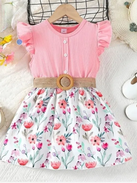 %E3%80%90Happy%20childhood%20memories%E3%80%91(New)%20frock%20dress%20kids%20summer%20baby%20girl%204-7years%20fluttering%20sleeve%20linen%20belt%20multi%20color%20selection%20floral%20print%20soft%20breathable%20infant%20baby%20clothing%20dresses%20-%20Image%202