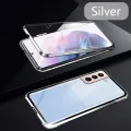 Biruiqu For Samsung Galaxy S21 S21 Plus S21 Ultra Magnetic Absorption Case Metal Frame Shockproof Double Sided Tempered Glass Magnetic Case Cover. 