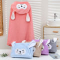 Children's coral velvet bath towel three-dimensional cute cartoon cape bath towel bath hooded big ears hooded cape wholesale. 