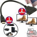 HDMI Male to 2 HDMI Female 1 in 2 out Splitter Cable better signal transfer Build-in HDMI ports. 
