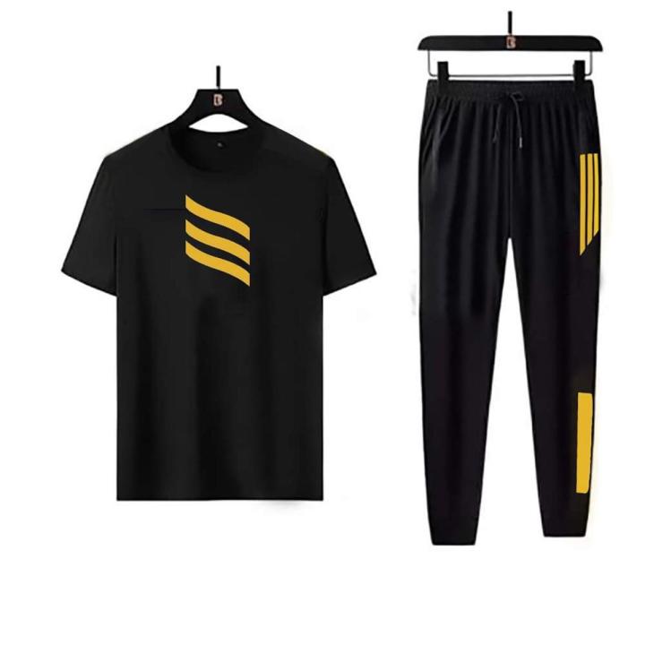 Black & Cotton Combo T-Shirt & trouser Pant For Man