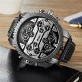 Oulm Big Size Large Dial Men Watches 4 Time Zone Quartz Watch Male Clock Casual Leather Sport Men's Wristwatches. 