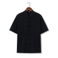 New cotton linen shirt Tang suit one word button short sleeve hirt Chinese style men Tops Male loose casual Kung fu outfit shirt.