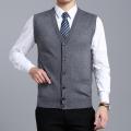 Men Flat Knit Vest 6.5% Wool Sleeveless Sweater Jacket Buttons Down Pockets V Neck Solid Basic Cardigan Male Fashion 00169069.