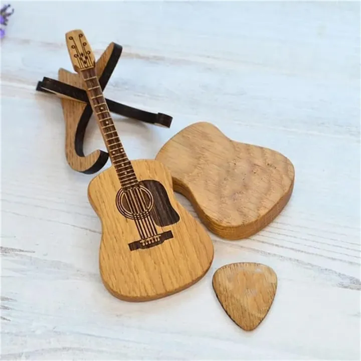 Wooden%20Guitar%20Shaped%20Guitar%20Picks%20Holder%20Wooden%20Pick%20Box%20with%20Stand,%20Vintage%20Guitar%20Case%20for%20Selection%20-%20Image%203