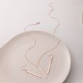 Bohemian Geometric Pendant Necklace Earrings Set for Women Simple Rose   Clavicle Chain Lady Jewelry Gift 19752. 